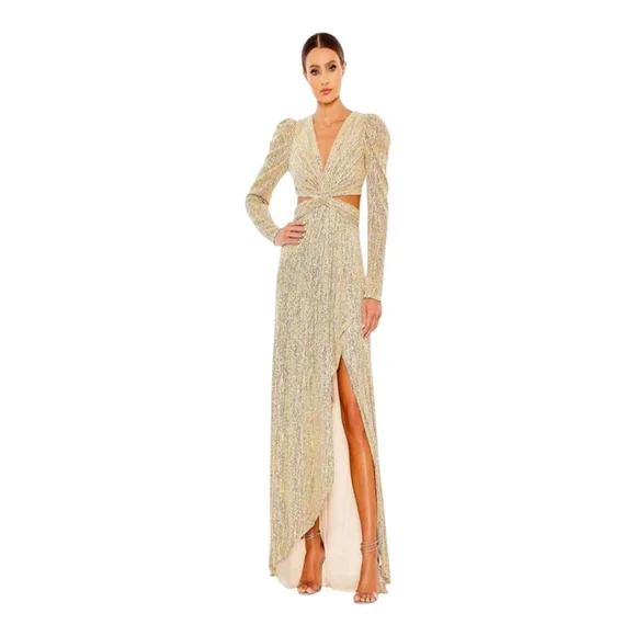 Mac Duggal Gown Size 6 Cream Multi-color - Picture 5 of 7